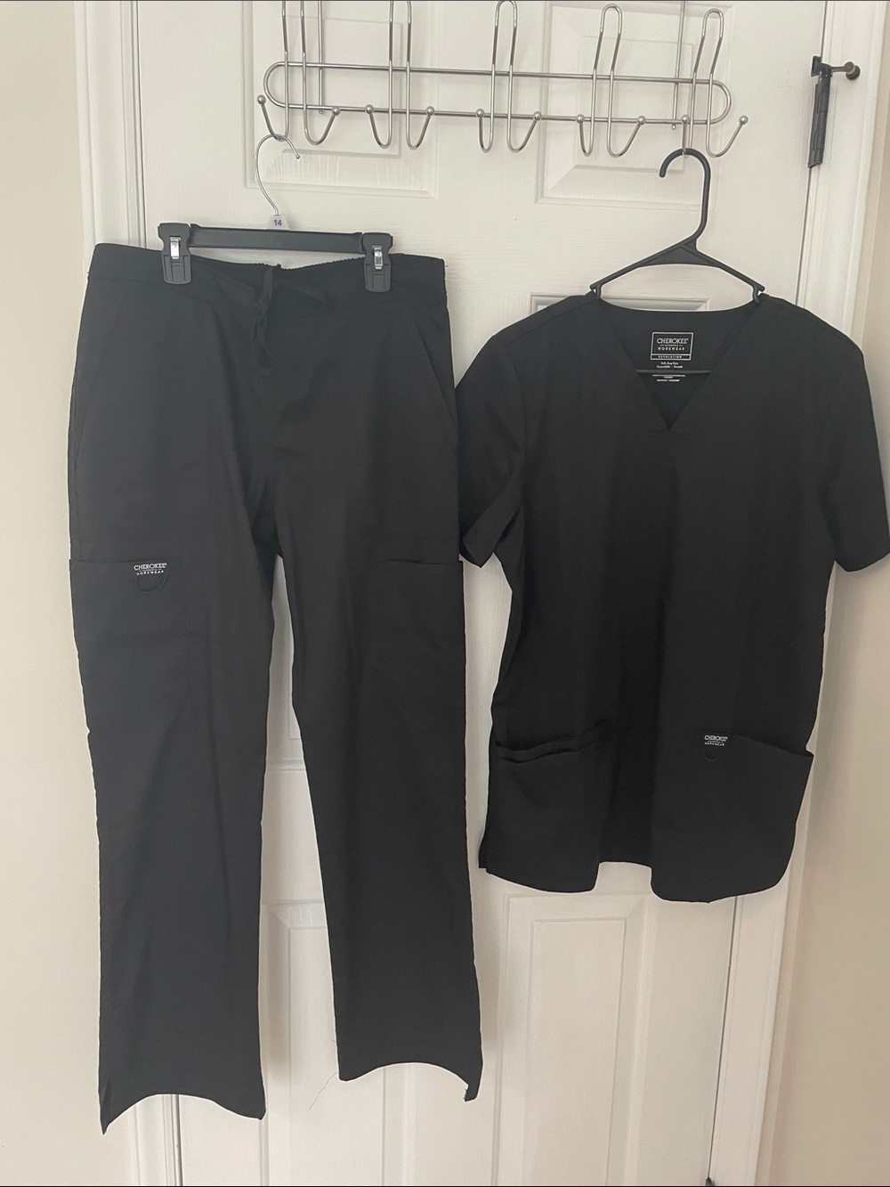 Cherokee Workwear Women’s Black Straight-Leg Scrub Pants